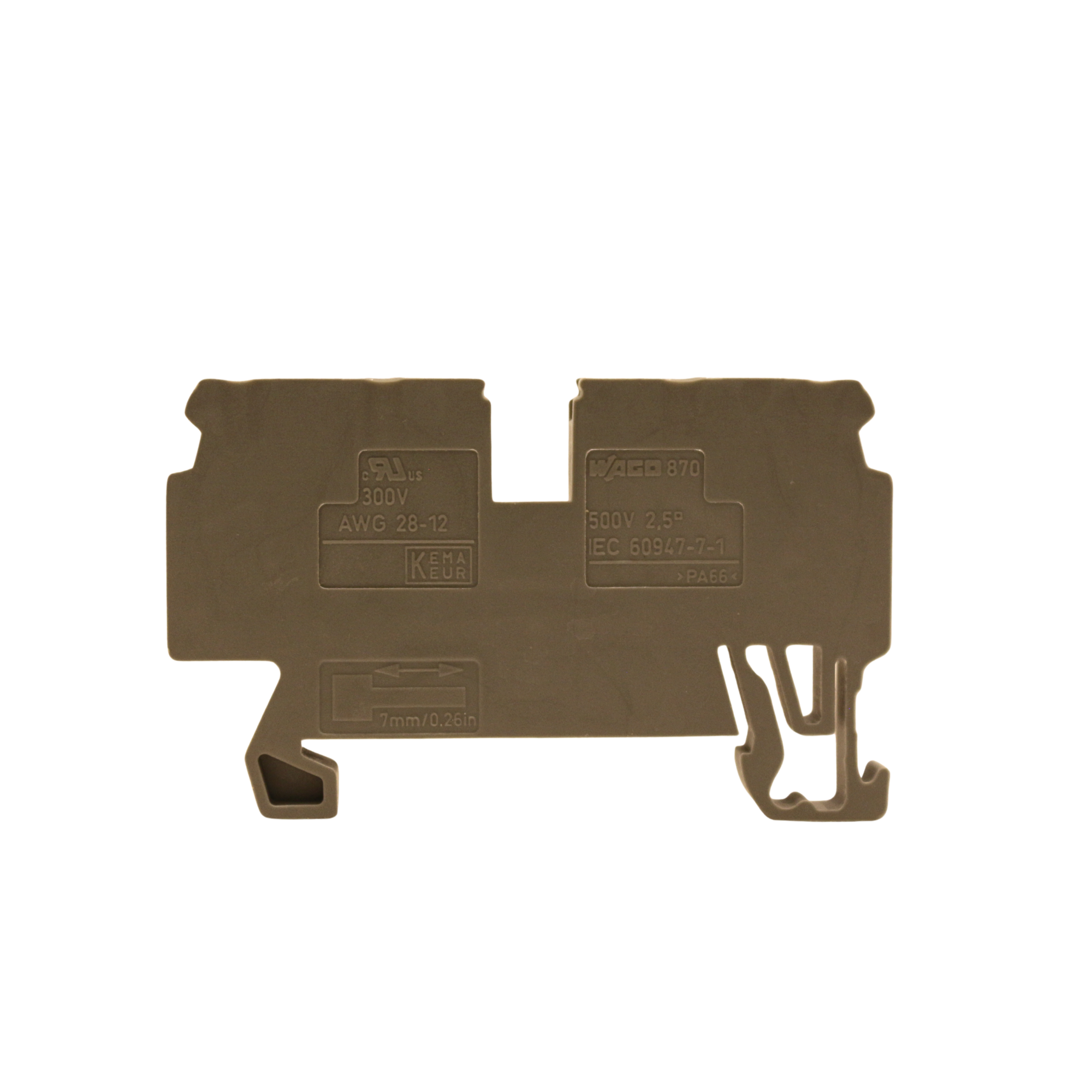 WAGO 870 - IEC 60947-7-1 - 500V 2,5° - 300V - AWG 28-12 - 7mm/0.26in