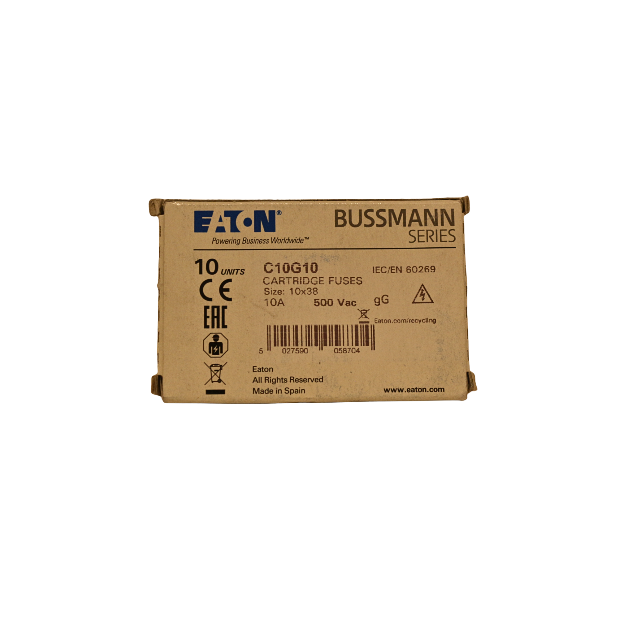 EATON - C10G10 CARTRIDGE FUSES - IEC/EN 60269- Size: 10×38 -  10 A -10 UNITS