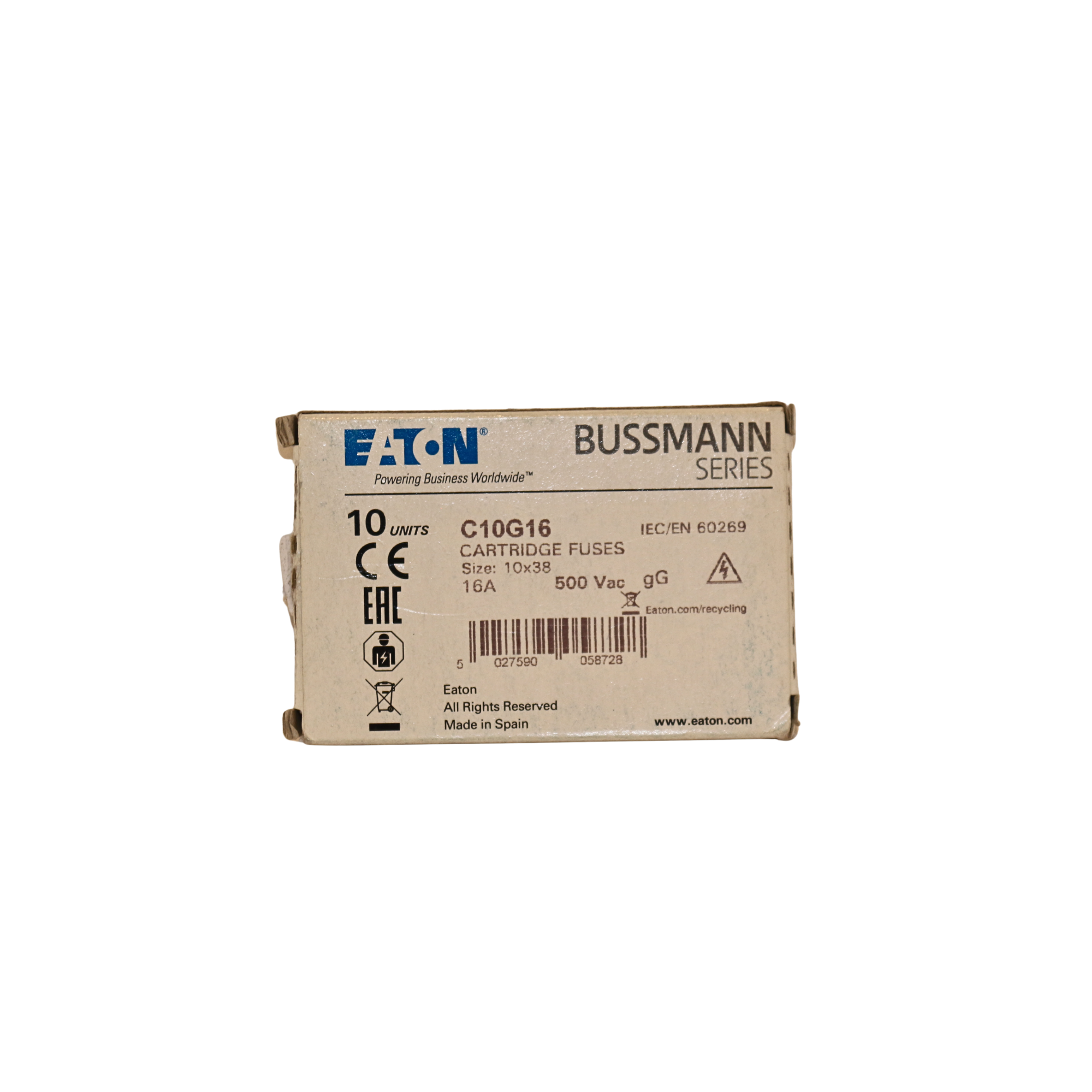 EATON - C10G16 CARTRIDGE FUSES - IEC/EN 60269 - Size: 10×38 - 16 A
